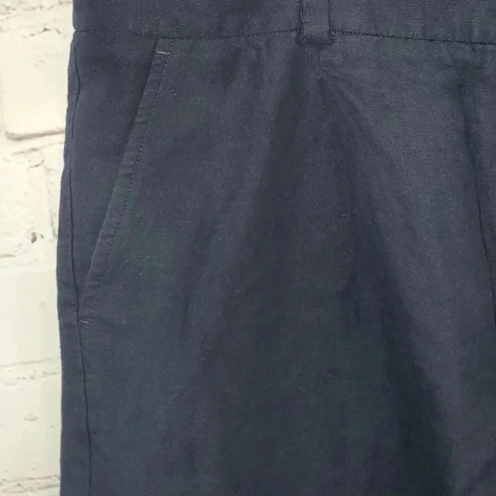Talbots Bermuda Dark Navy 100% Linen Shorts Womens Size 16 - Picture 2 of 13